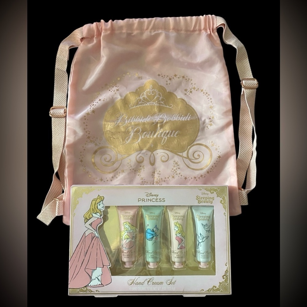 NWT-DISNEY-SLEEPING BEAUTY HAND CREAM SET & BIBBIDI BOBBIDI BOUTIQUE BACK PACK